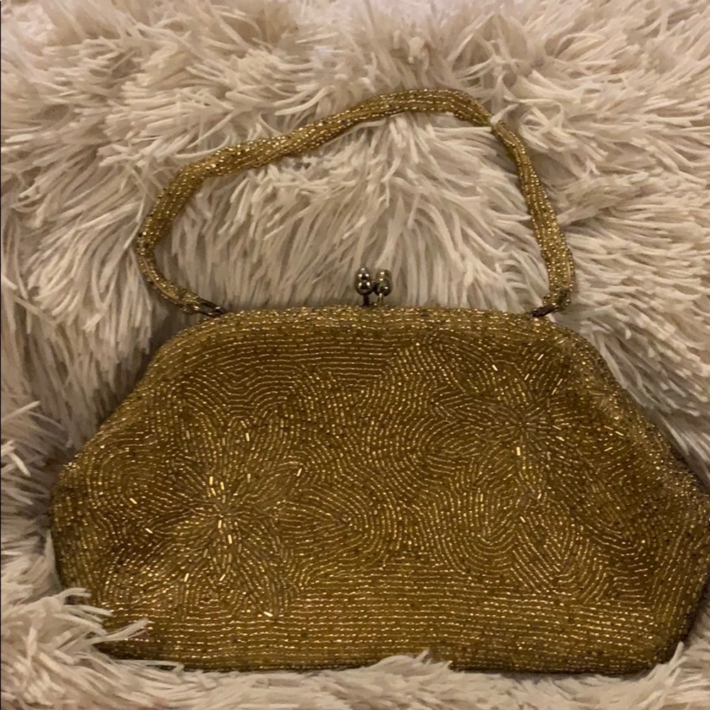 Vintage 1950’s Gold seed beaded Evening bag